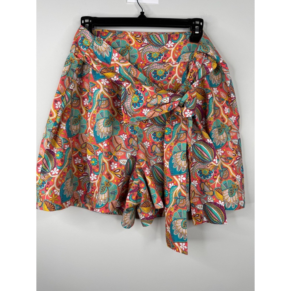 Antonio Melani Paisley Print Wrap Front Shorts Womens Size 14 100% Cotton Tie